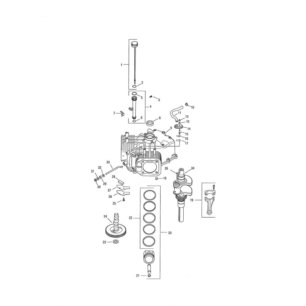 Crankcase Diagram and Parts List for  Cub Cadet Lawn Tractor
